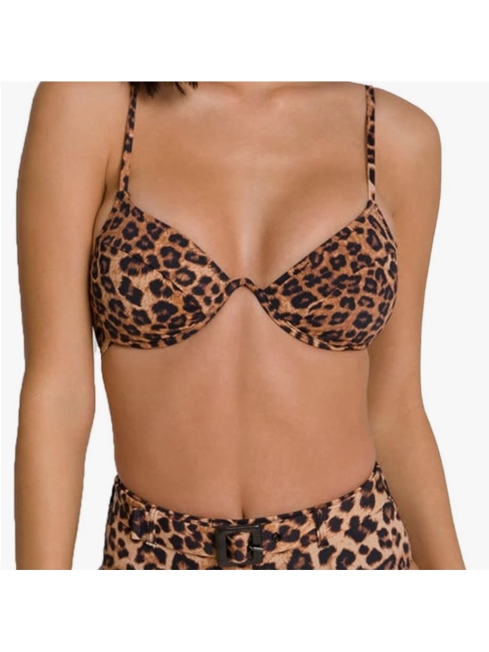 Good American Leopard Print Underwire Bikini Top - Brown & Black Size 1/S